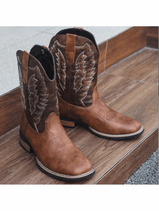 Cowboy Boots, Western Style Embroidered High Heel - Image 2